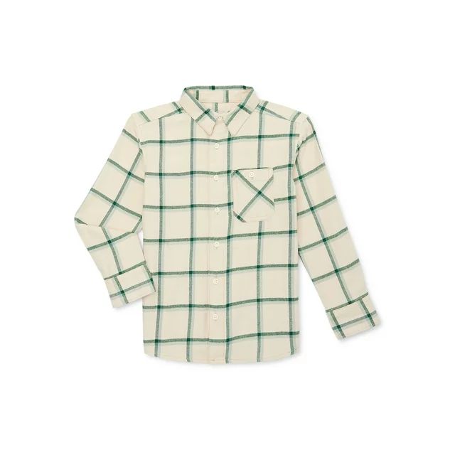Wonder Nation Boys Long Sleeve Flannel Shirt, Sizes 4-18 & Husky | Walmart (US)