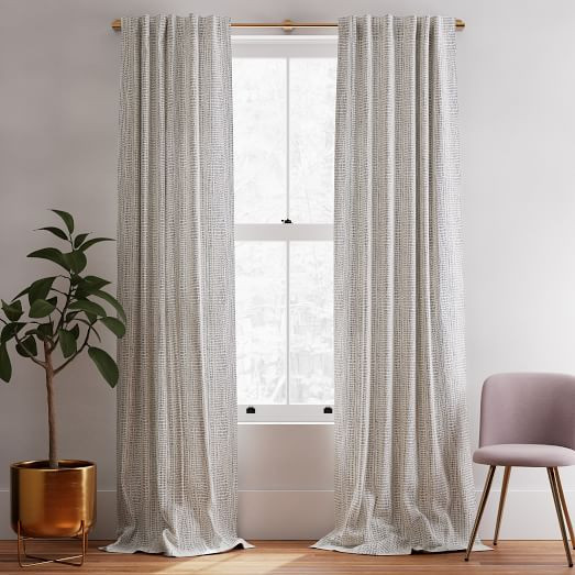 Cotton Canvas Bomu Curtains (Set of 2) - Midnight | West Elm (US)