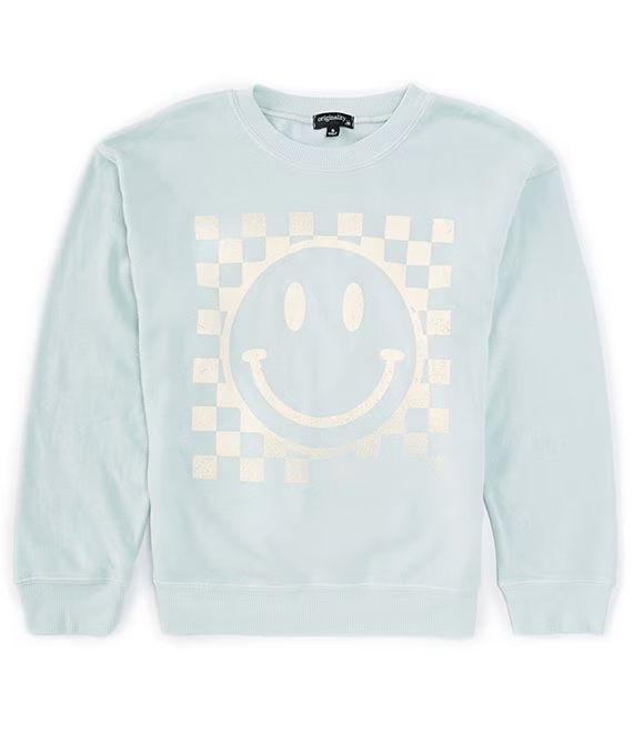 Originality Big Girls 7-16 Long Sleeve Checker Smiley Face Sweatshirt | Dillard's | Dillard's