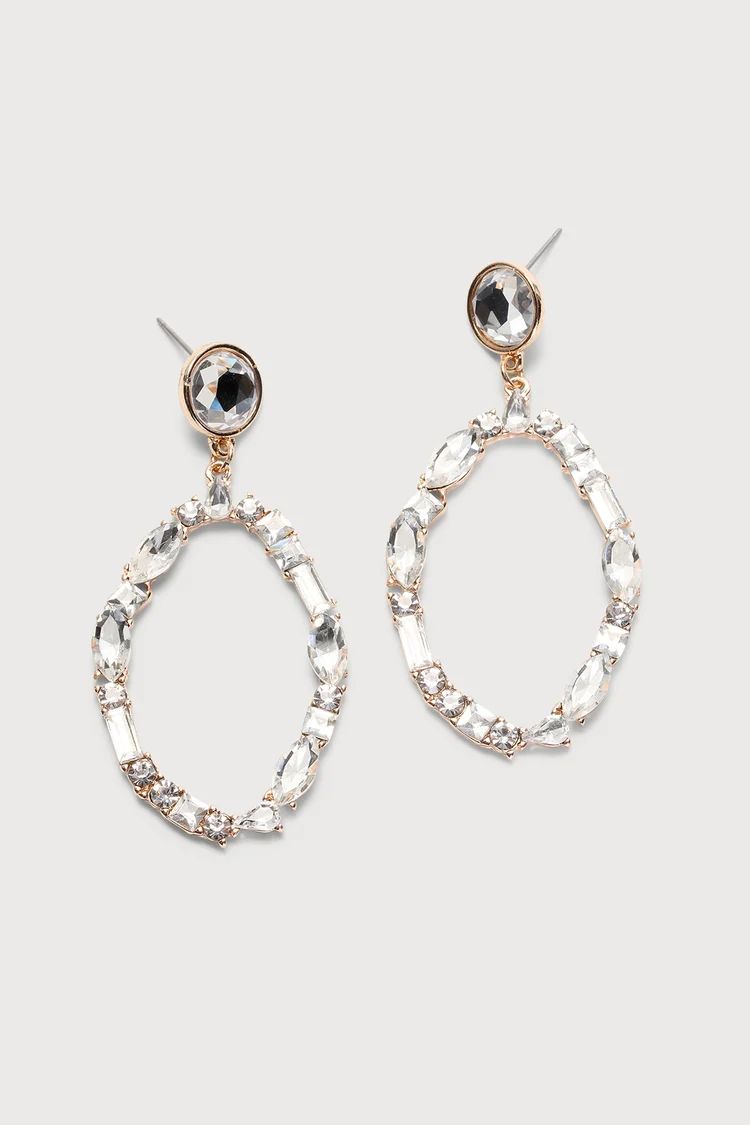 Halo 18KT Gold Rhinestone Statement Earrings | Lulus (US)