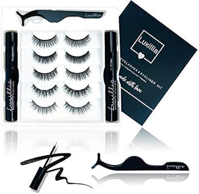 Magnetic Eyelashes with Eyeliner Kit - 8D Lashes Natural Look, Cruelty-Free, 5 Magnets - Waterpro... | Amazon (US)