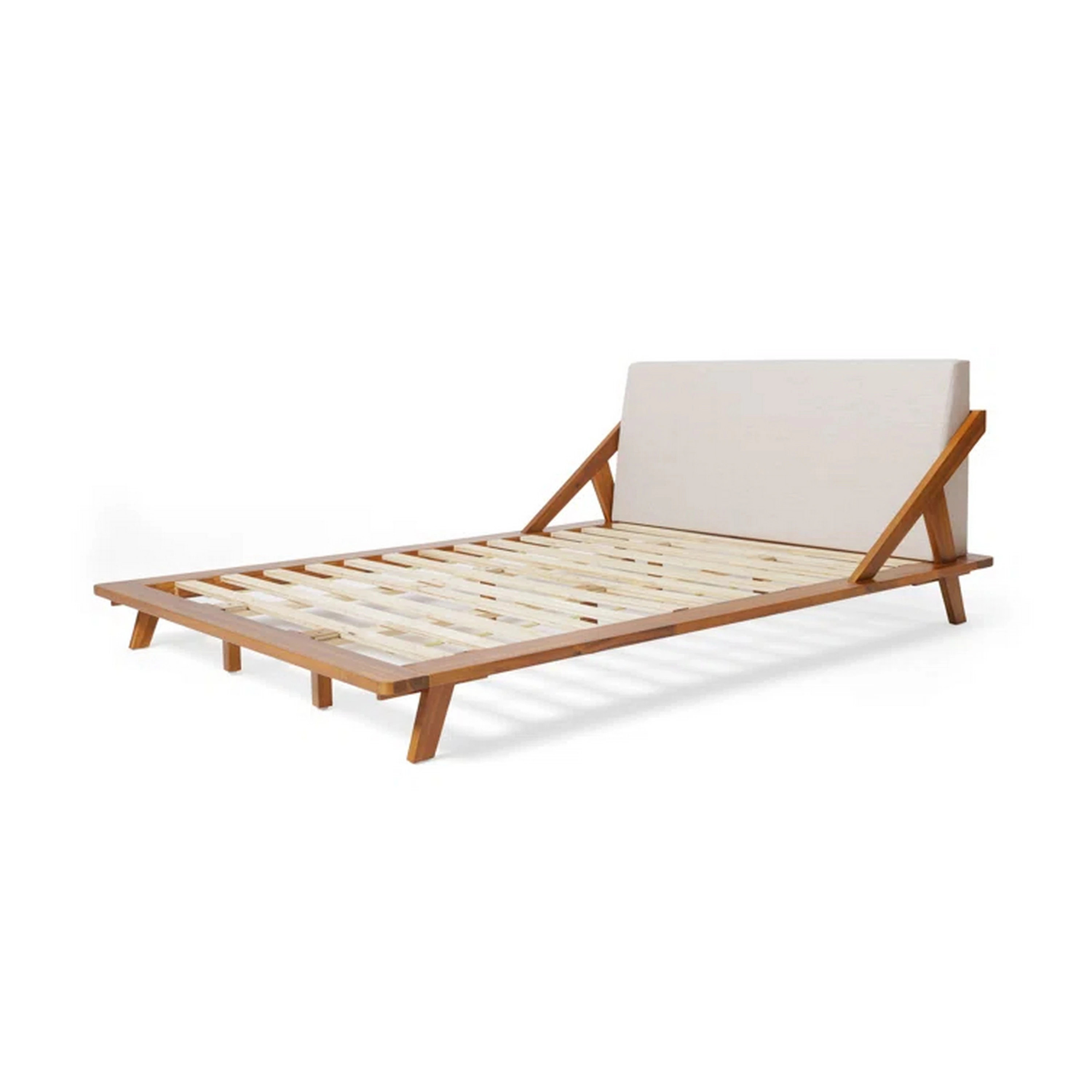Benzara Modern Beige and Natural Brown Wood Frame Queen Panel Bed with Headboard one_size | BM324438 | Lowe's