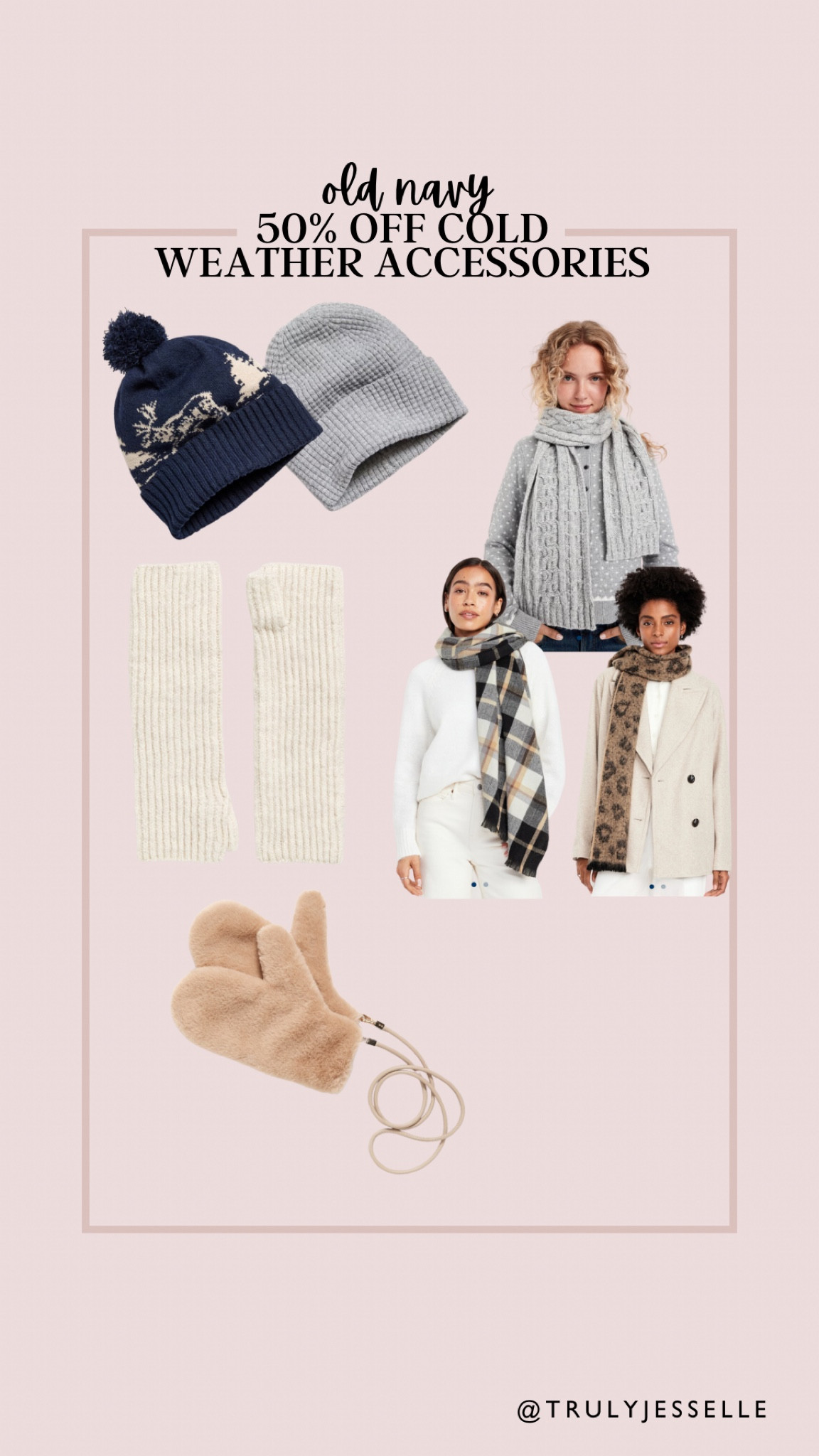 Old navy deal of the day, 50% off cold weather accessories, beanie, scarf, gloves, mittens 

#LTKFindsUnder50 #LTKStyleTip #LTKSaleAlert
