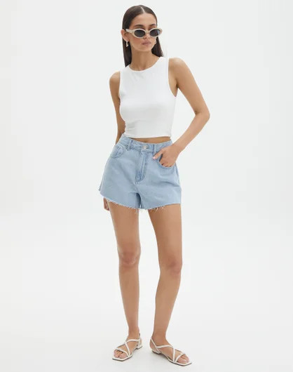 Mid Rise Denim Short in Iced Vovo | Glassons | Glassons (NZ)