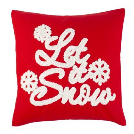 Safavieh Let It Snow Christmas Decorative Throw Pillow, 18" x 18", Red/White | Walmart (US)