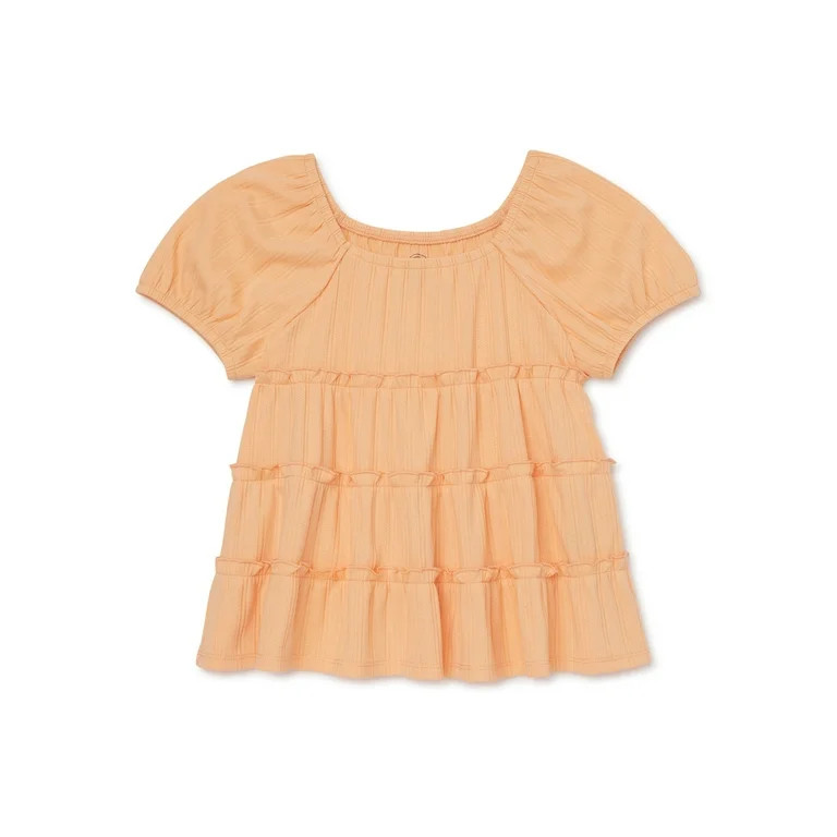 Wonder Nation Girls Tiered Babydoll Top, Sizes 4-18 & Plus - Walmart.com | Walmart (US)