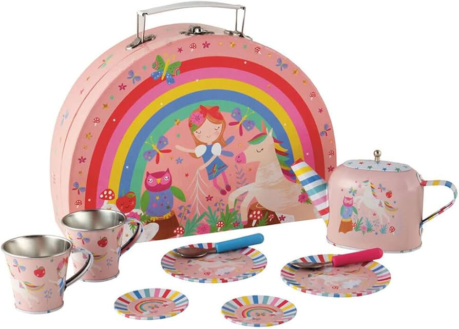 Floss & Rock 40P3571 Rainbow Fairy Tin Tea Set in Rainbow Shaped Box, 10-Piece Set | Amazon (US)