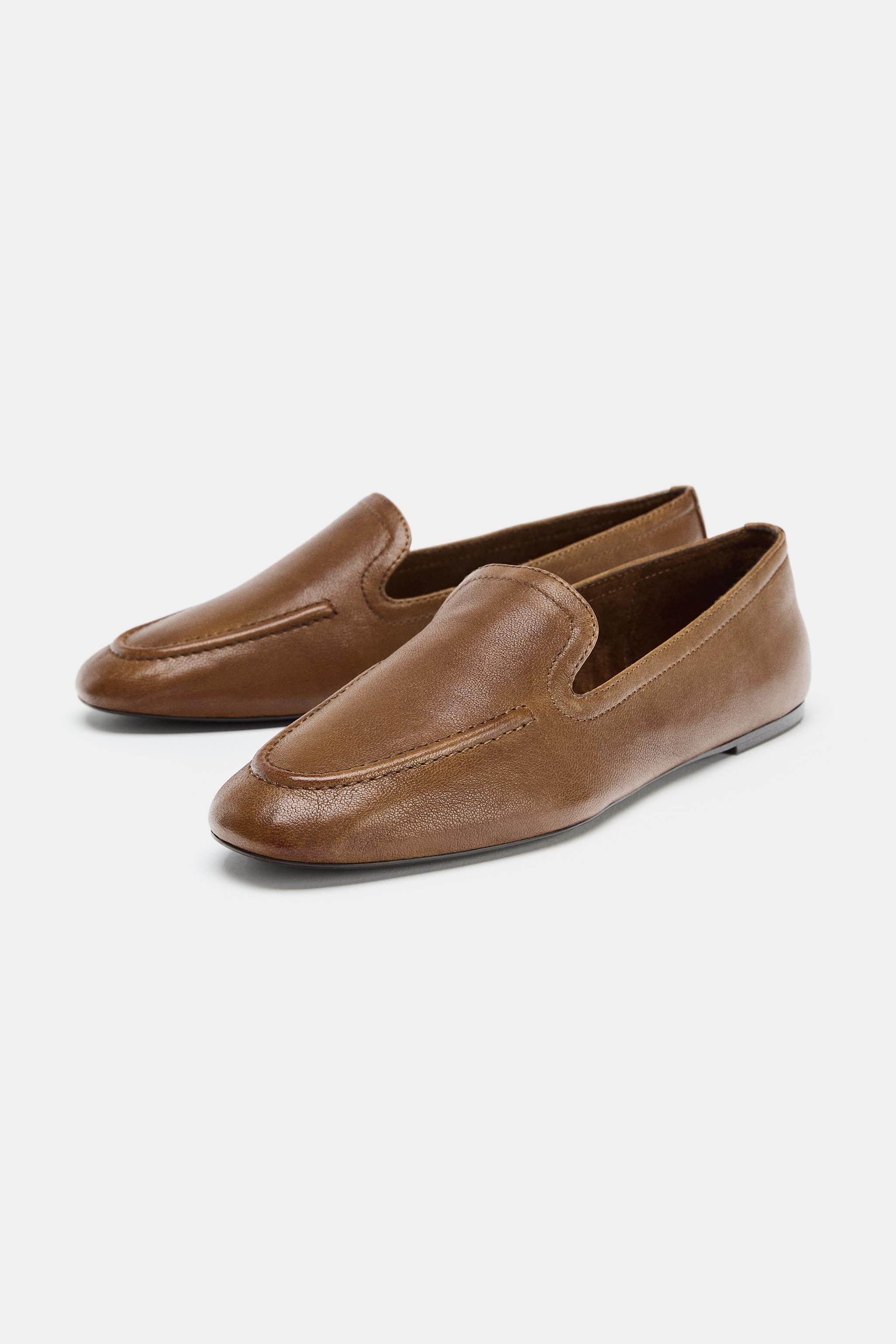 LEATHER LOAFERS WITH HIGH VAMP | Zara US