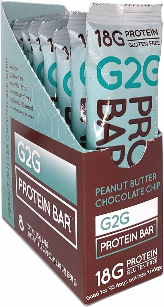 G2G Protein Bar, Peanut Butter Chocolate Chip, Real Food, Refrigerated for Freshness, Healthy Sna... | Amazon (US)
