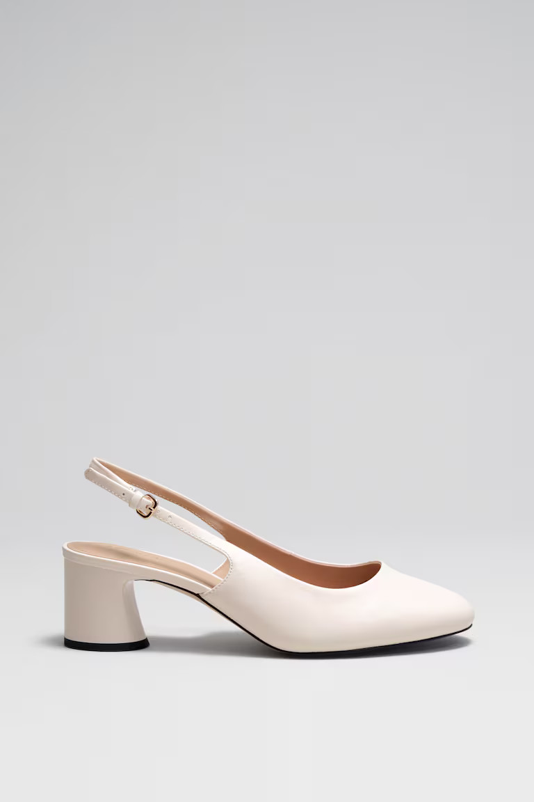 Block-Heel Leather Slingback Pumps | H&M (UK, MY, IN, SG, PH, TW, HK)