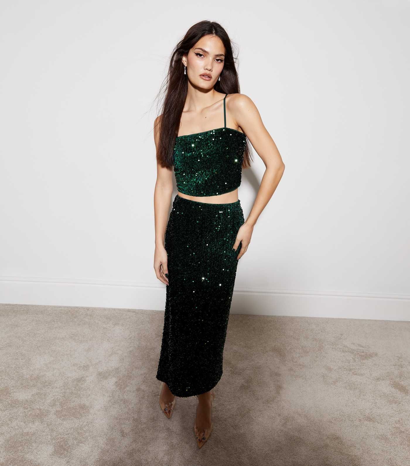 Dark Green Velvet Sequin Midaxi Skirt
						
						Add to Saved Items
						Remove from Saved Ite... | New Look (UK)