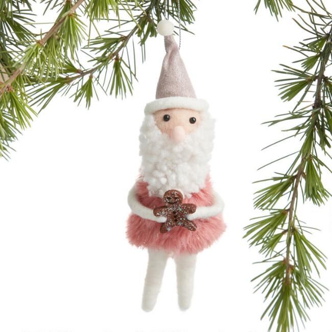 Wool Sugarplum Santa With Gingerbread Cookie Ornament | World Market