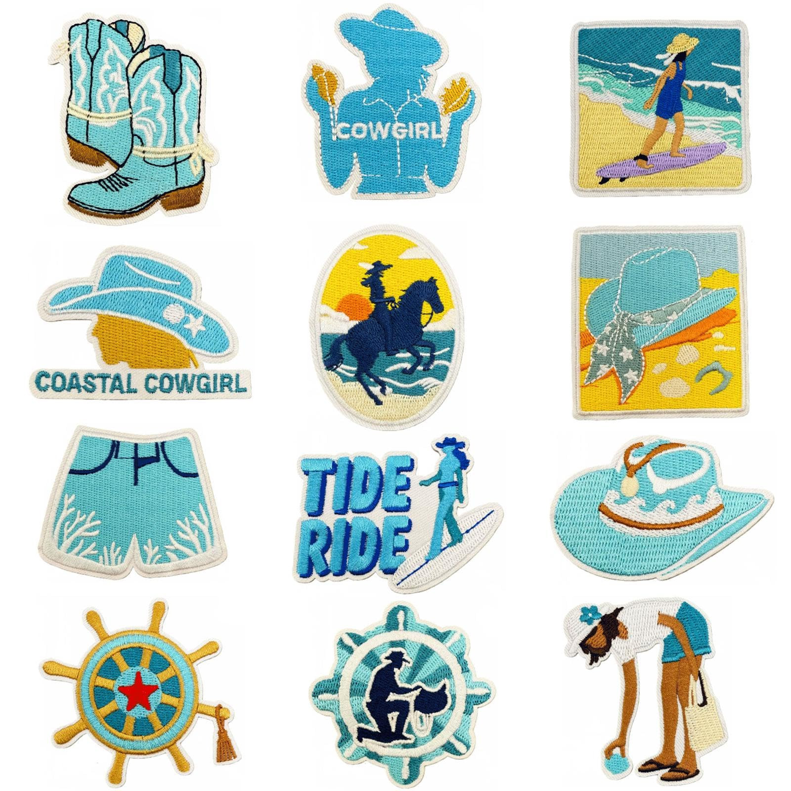 12PCS Beach Surfing Themed Iron on Patches Bachelorette,Surfboard Embroidered Applique,Summer Vac... | Amazon (US)