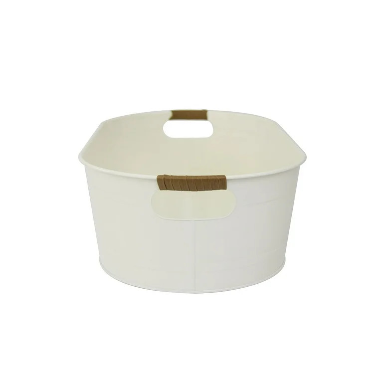 Better Homes & Gardens - Vanilla White Medium Oval Galvanized Tub BH24100108683F9, 20.27 in L x 1... | Walmart (US)