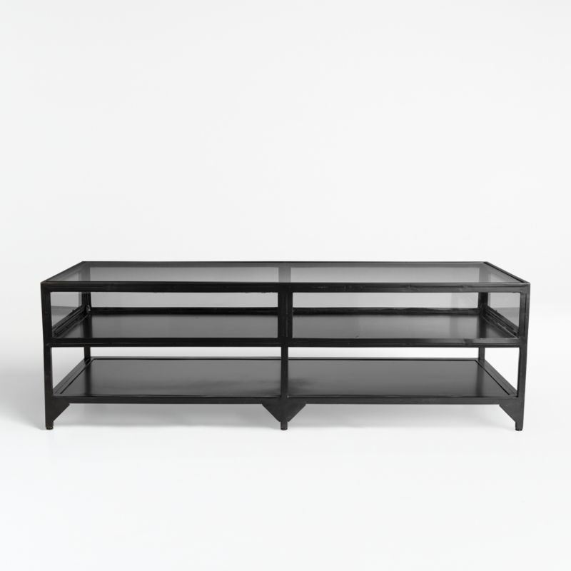 Ventana Black Glass Display Coffee Table with Shelf + Reviews | Crate & Barrel | Crate & Barrel