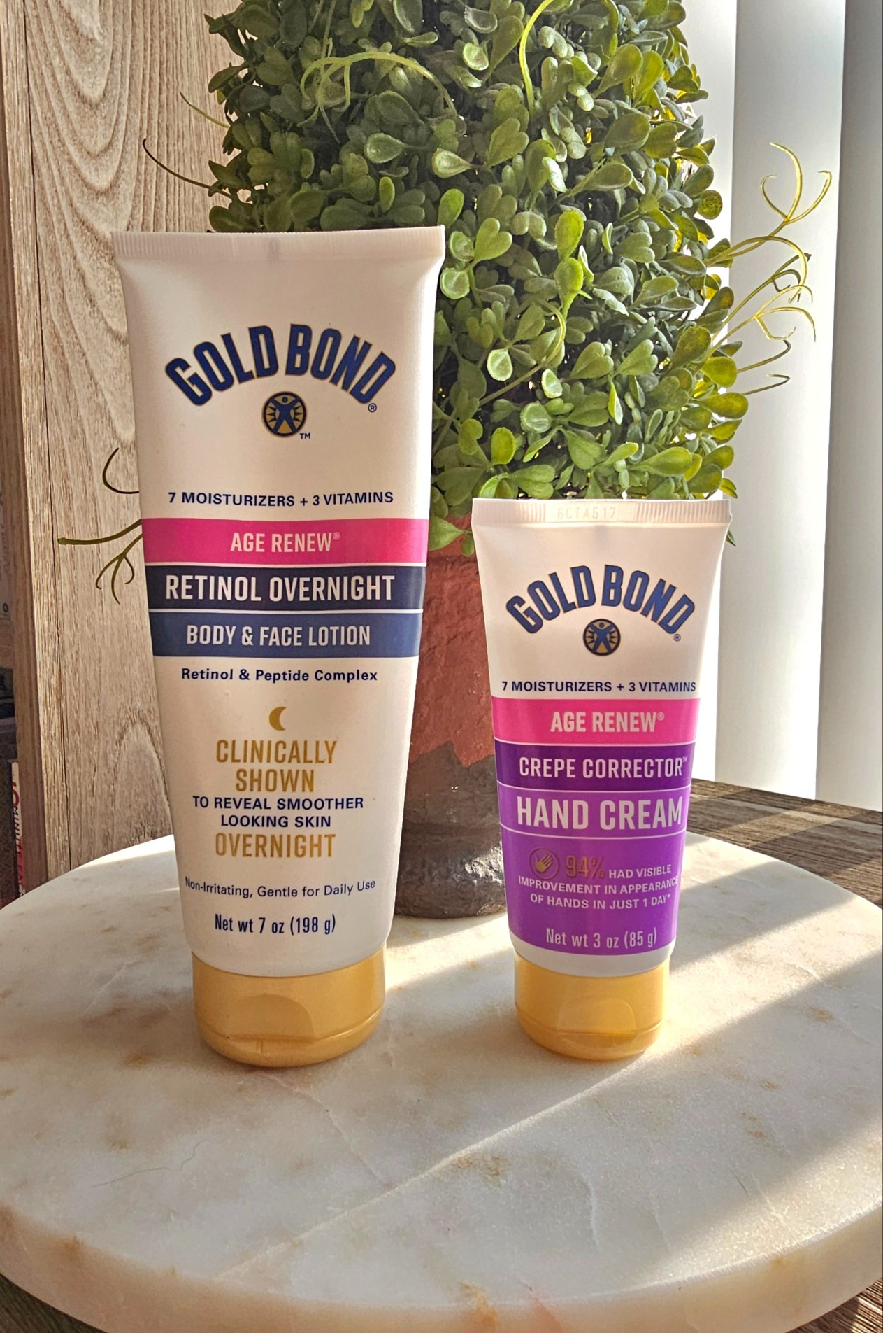 
 ✨ Retinol isn’t just for your face.✨

Two affordable drugstore body-care finds I recommend for smoother, softer-looking skin: Gold Bond Retinol Overnight Body & Face Lotion + Gold Bond Crepe Corrector Hand Lotion.

As an esthetician, I love incorporating targeted body care into an overall skincare routine—especially for areas like the hands, arms, and décolleté that can show texture and loss of firmness over time.

The Retinol Body Lotion helps hydrate, smooth skin texture, and improve the appearance of firmness with consistent use. And for hands, Gold Bond Crepe Corrector is formulated specifically to moisturize and improve the look of dry, crepey skin, leaving hands looking smoother and more youthful.

✔️ Dermatologist & esthetician approved
✔️ Affordable drugstore options
✔️ Hydrates dry skin
✔️ Helps smooth the appearance of texture
✔️ Helps improve the look of firmness and crepiness
✔️ Easy to incorporate into your routine

And as always, consistency matters. These aren't overnight fixes, but with regular use over several weeks, you can start to see a noticeable difference in how smooth, hydrated, and healthy-looking your skin appears.

Your face isn't the only place that deserves a good skincare routine. 🤍

🛍️ Shop both through my LTK!

#LTKBeauty #LTKselfcare