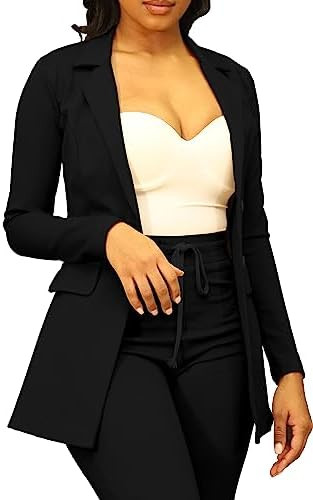PINSV Women Casual Blazer Open Front Long Sleeve Work Business Suit Jacket Womens Lightweight Lap... | Amazon (US)