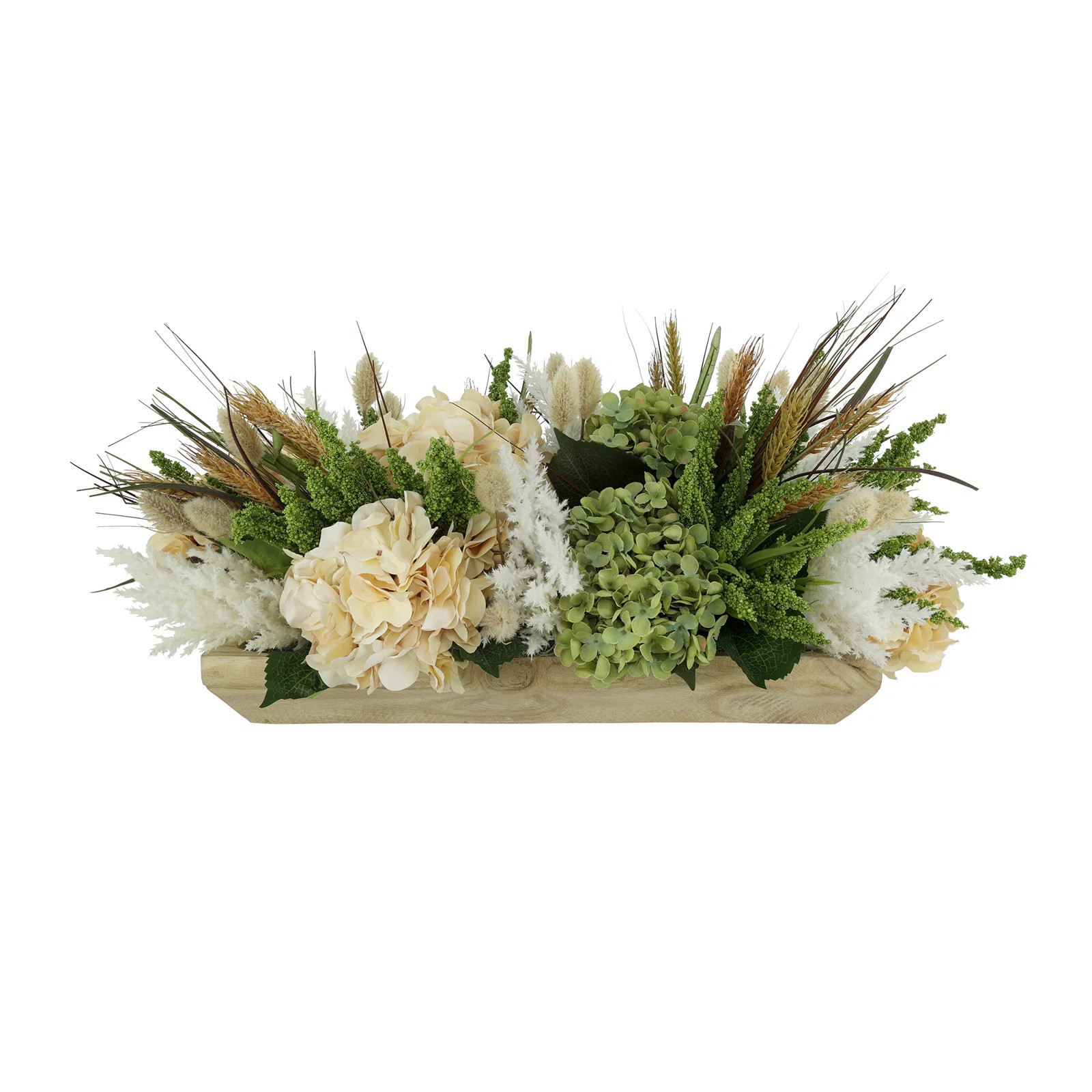 Primrue Hydrangea, Heather, Pampas and Wheat Mixed Centerpiece in Planter & Reviews | Wayfair | Wayfair North America