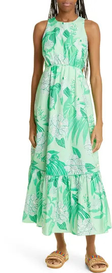 Dewdrop Floral Cutout Tiered Organic Cotton Dress | Nordstrom