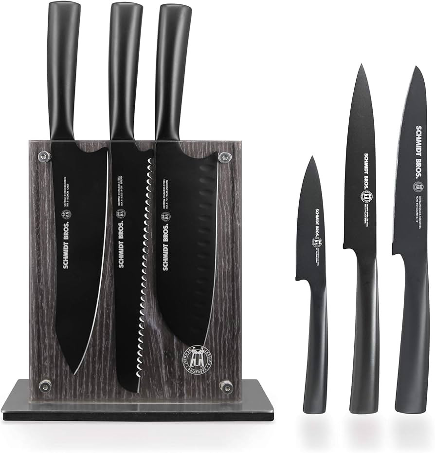 Schmidt Brothers - Jet Black Series 7-Piece Kitchen Knife Set, High-Carbon German Stainless Steel... | Amazon (US)