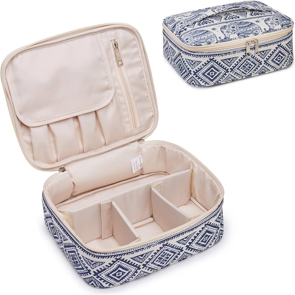 Travel Makeup Bag Large Cosmetic Bag Make up Case Organizer for Women (Elephant) | Amazon (UK)