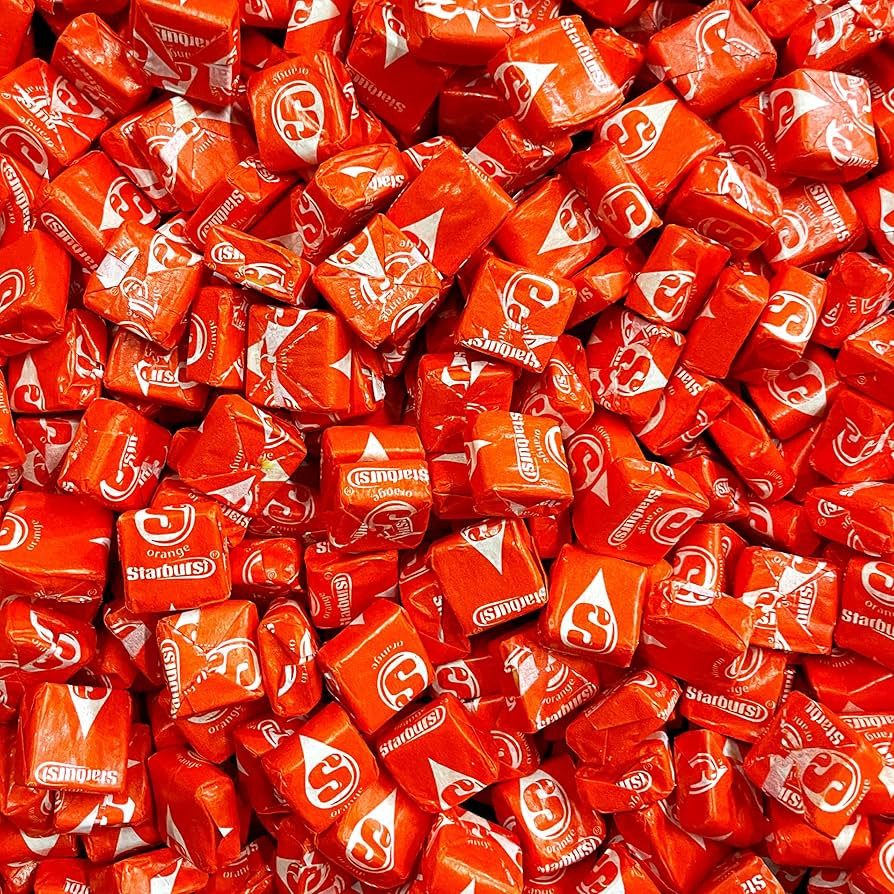 Star Bursts Orange Chewy Candy - 1 LB, Single Flavor Soft Original Fruit Chews Candy, Individuall... | Amazon (US)