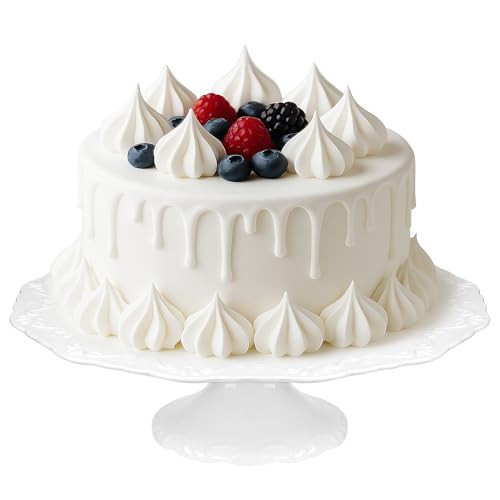12" White Cake Stand for 10" Cake, Porcelain Cake Plate, Cake Pedestal Stand, Round Dessert Stand, Wedding Cake Stand for Party, Birthday, Baby Shower, Christmas, Home Decorating Cake Display Stand | Amazon (US)