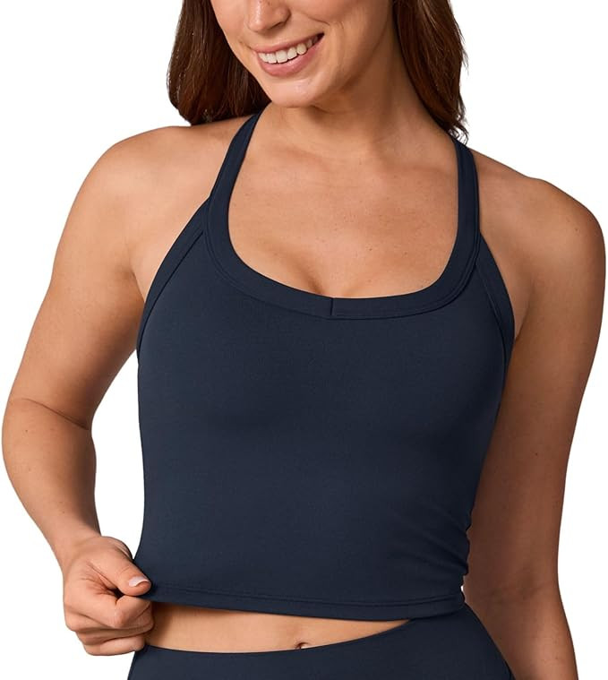 UNISSU Hugcurve Racerback Longline Sports Bra for Women Scoop Neck with Built in Bra Yoga Tank Cr... | Amazon (US)