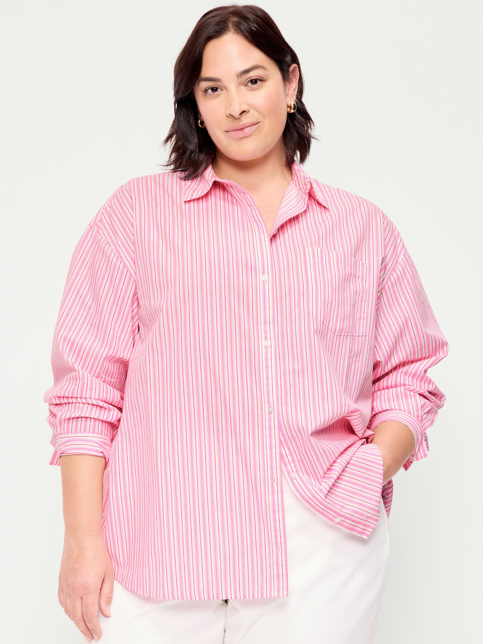 Oversized Button-Down Boyfriend Shirt | Old Navy (US)