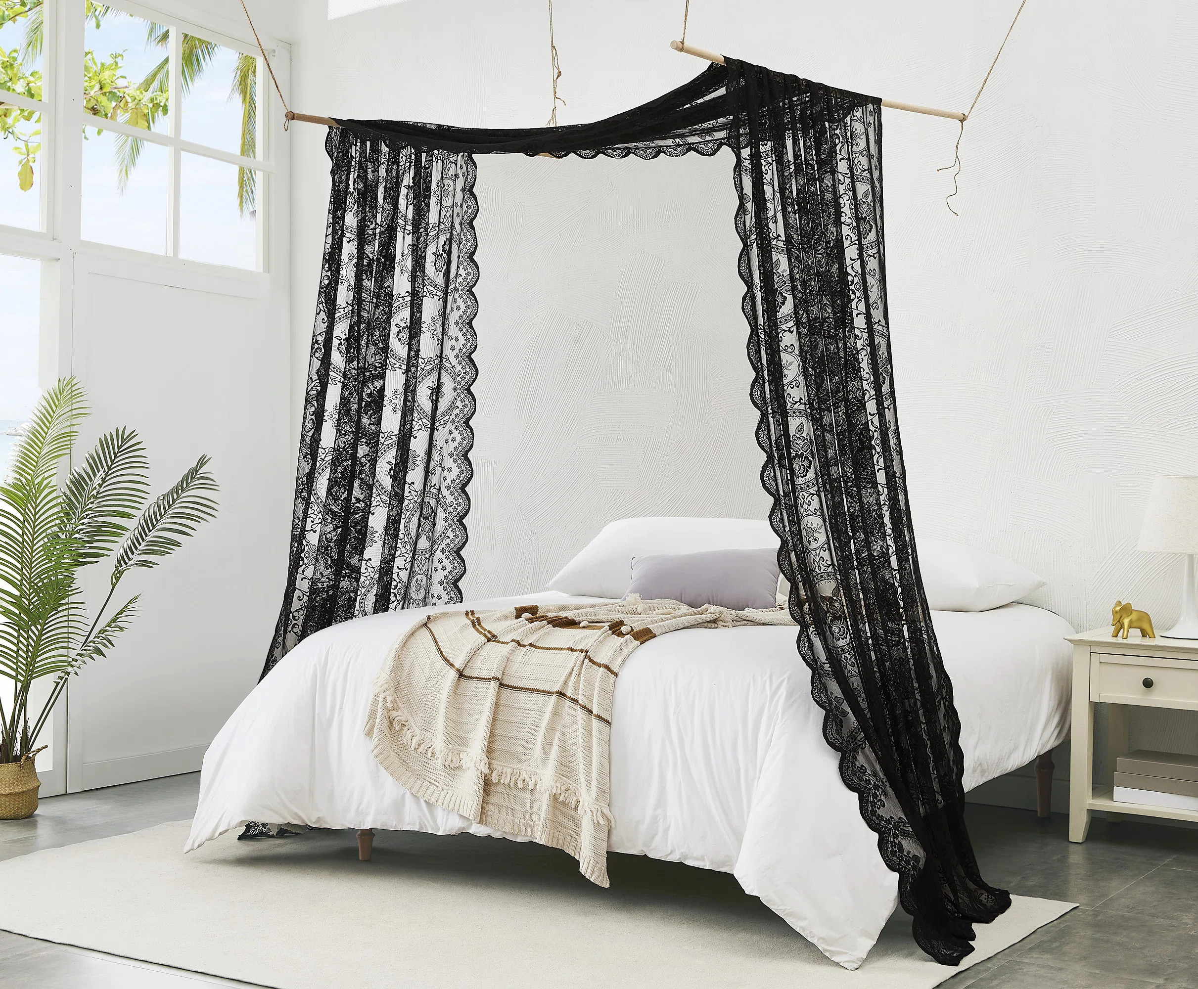 Gothic Lace Bed Canopy Curtains For Gothic Room Décor and Goth Bedroom. | Wayfair North America