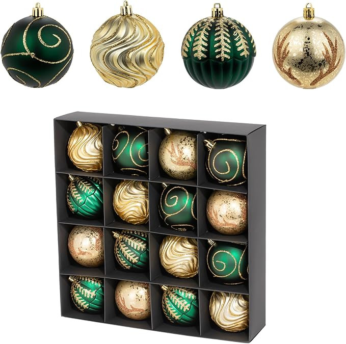 3.15" Luxury Christmas Tree Balls Ornaments, 16Pcs Colored Shatterproof Plastic Hanging Ornaments... | Amazon (US)