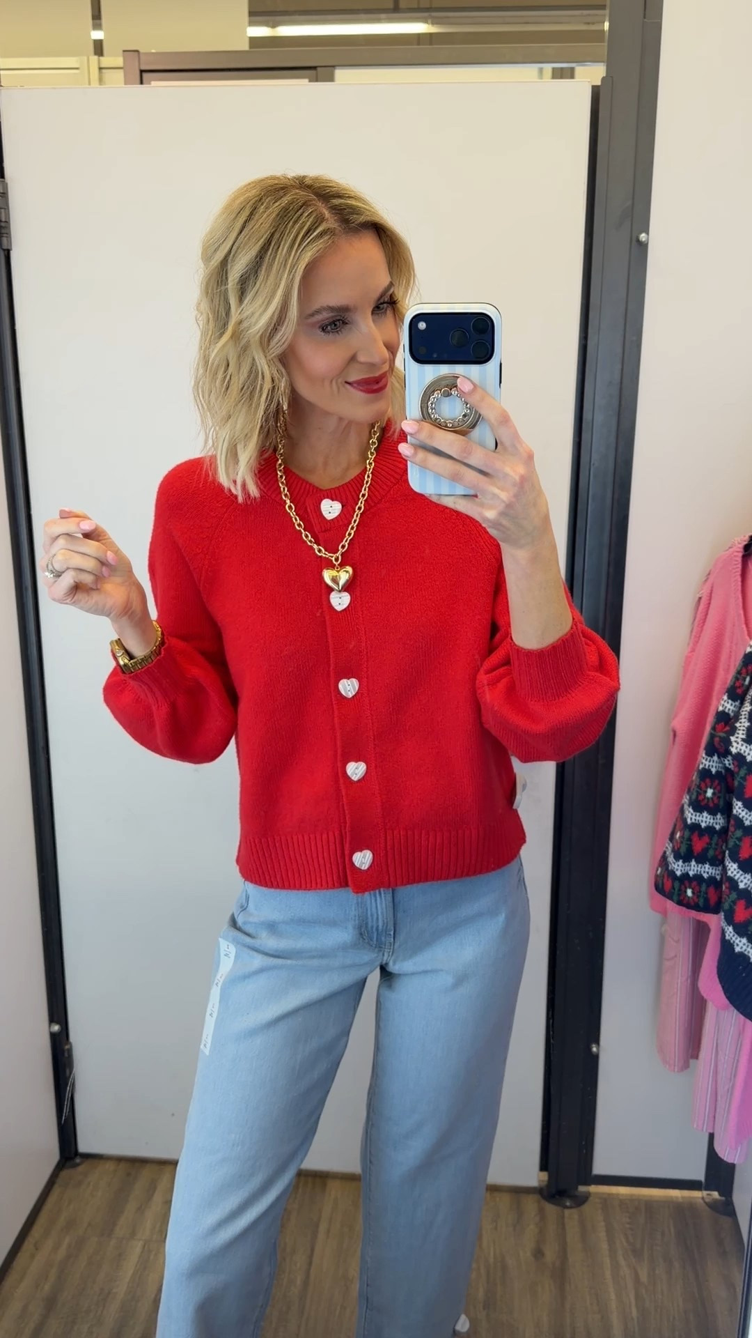 Old navy Valentine’s Day heart cardigan! Valentine’s Day outfit idea