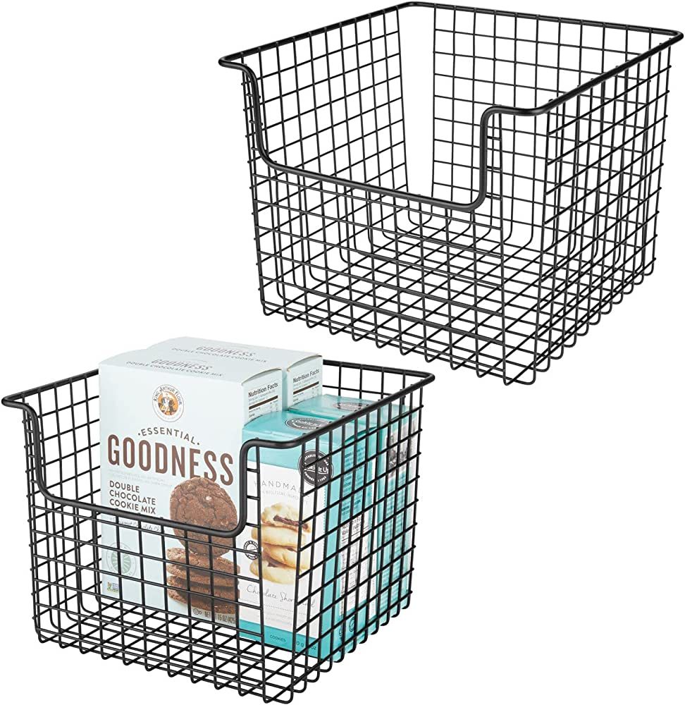 mDesign Metal Wire Food Storage Basket Organizer w/Front Dip Opening for Organizing Kitchen Cabin... | Amazon (US)