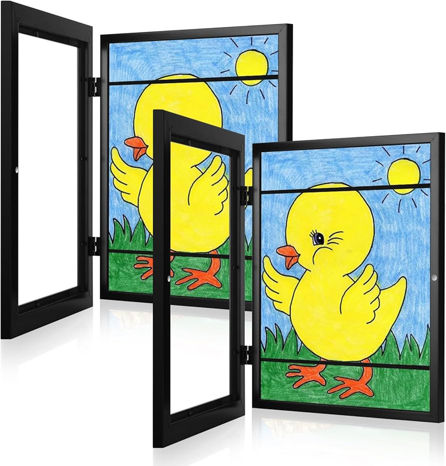 [2-Pack] Kids Frames, 8.5x11 Front Opening Kids Artwork Frames Changeable, Black Artwork Display ... | Amazon (US)