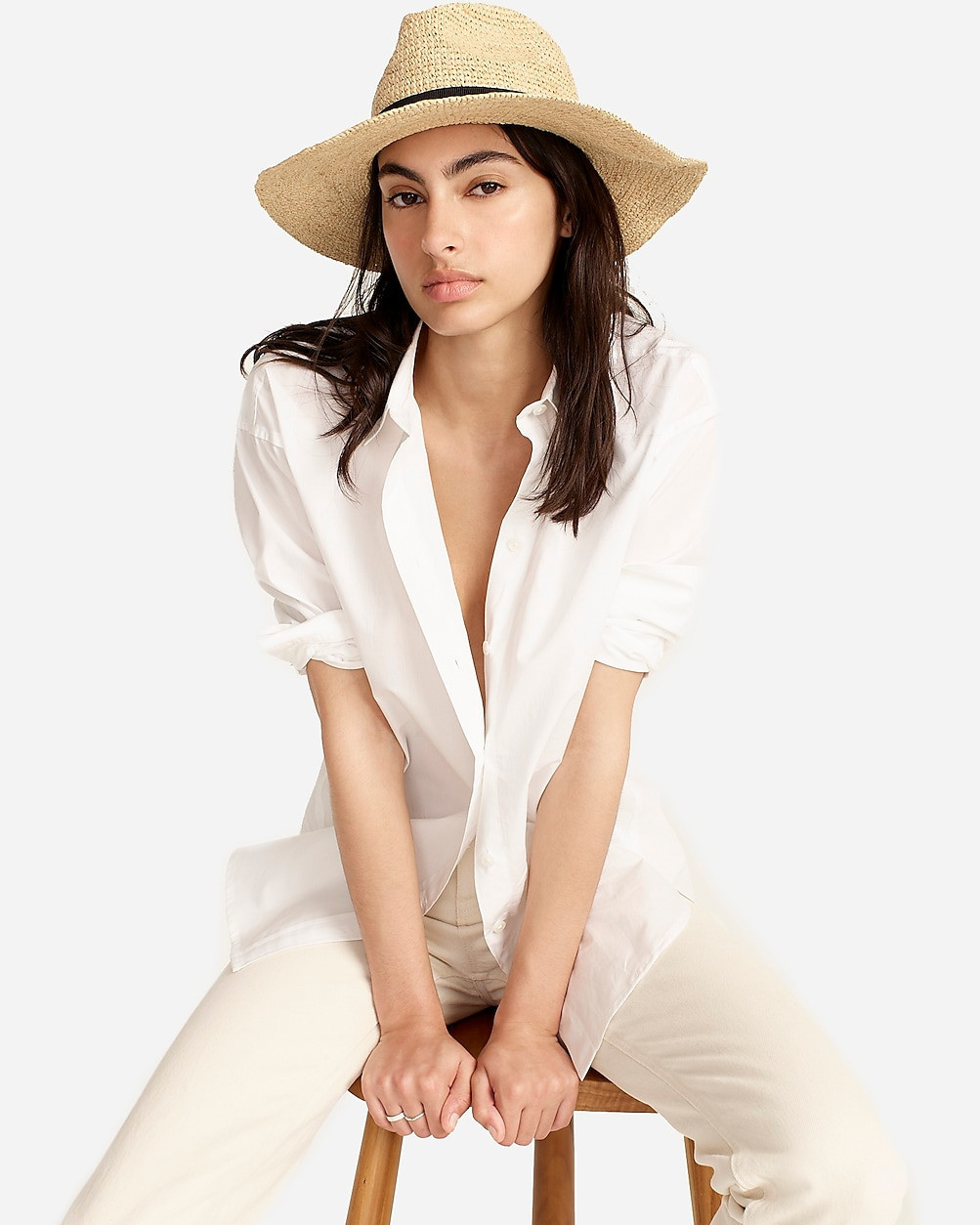 Wide-brim packable straw hat | J. Crew US