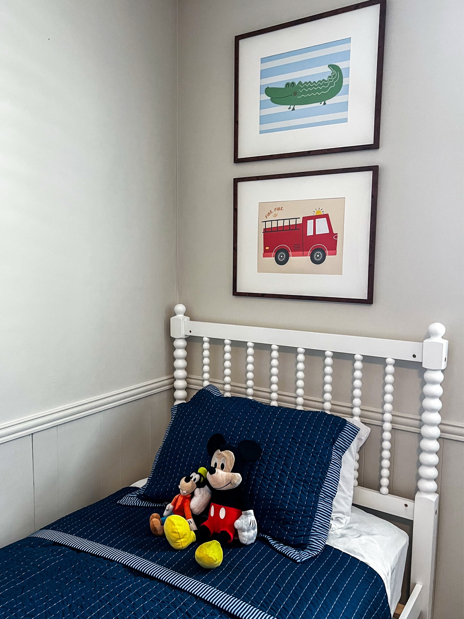 Toddler room. Little boy room. Toddler boys room. Kids room. Kids playroom. Boy bedroom. Toddler boys room bedroom. Bedroom for kids. Blue bedroom. Classic kids bedroom. Mickey bedroom. Spindle bed. Dupe Jenny lind bed. Jenny lind kids bed.

#LTKKids #LTKHome #LTKFamily