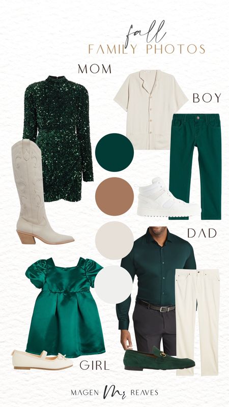 Fall Family Photo - Emerald -
Tan - Cream - Ivory - Dress - Pants - Kids - Men 

#LTKstyletip #LTKSeasonal #LTKfamily
