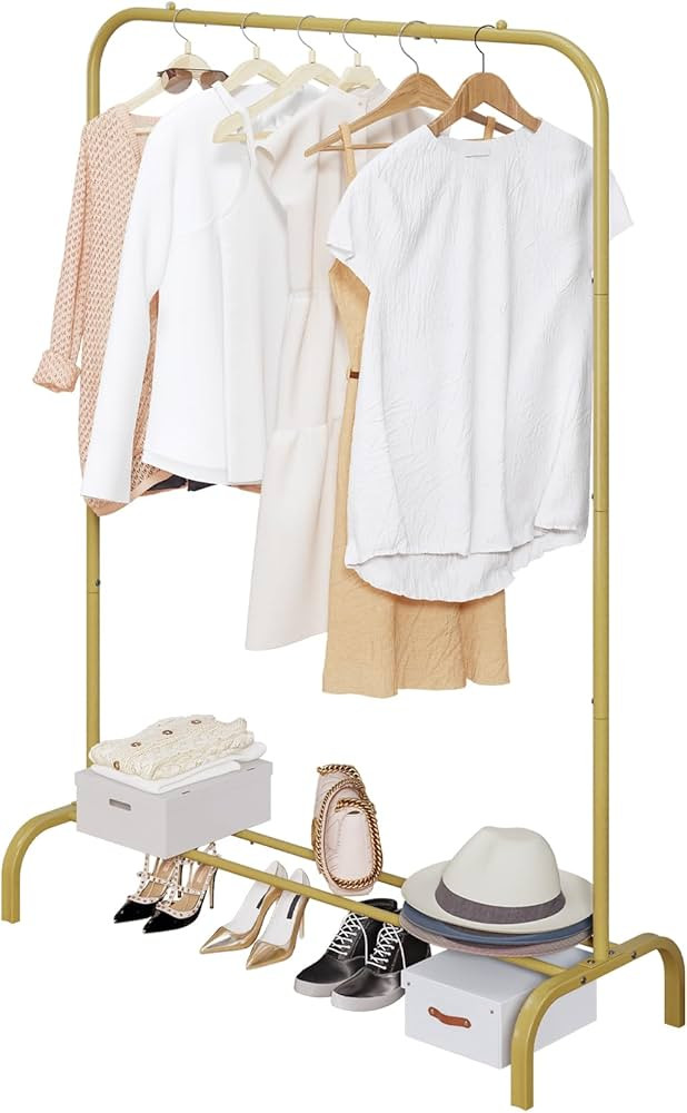 Garment Rack for Hanging Clothes Rack Heavy Duty Portable with Bottom Metal Shelf Drying Coats Sh... | Amazon (US)