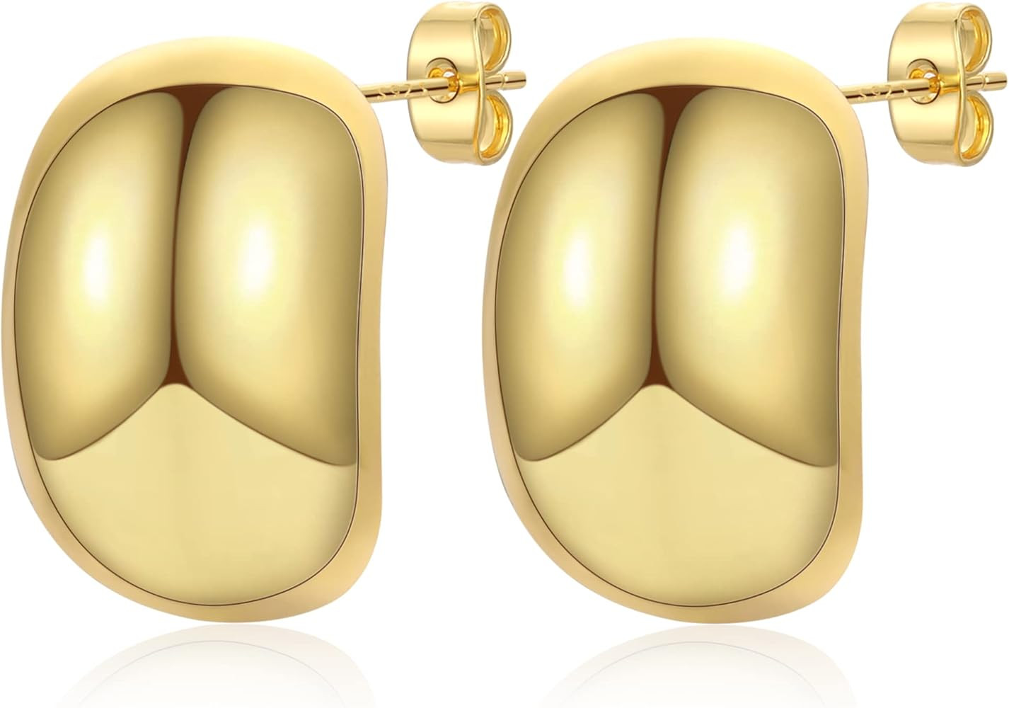 WFYOU Chunky Gold Hoop Earrings for Women Hypoallergenic 925 Sterling Silver Post 14K Gold Plated... | Amazon (US)