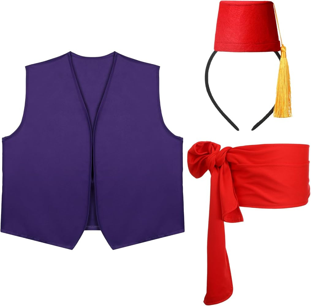 HooLing 3 Pcs Halloween Costume Accessory Includes Pirate Desert Prince Sash Belt Satin Sash Mini Fe | Amazon (US)