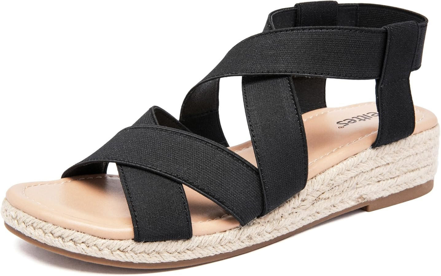 Veittes Women's Platform Wedge Heel Sandals - Open-Toe Adjustable Elastic Strappy, lightweight Ru... | Amazon (US)