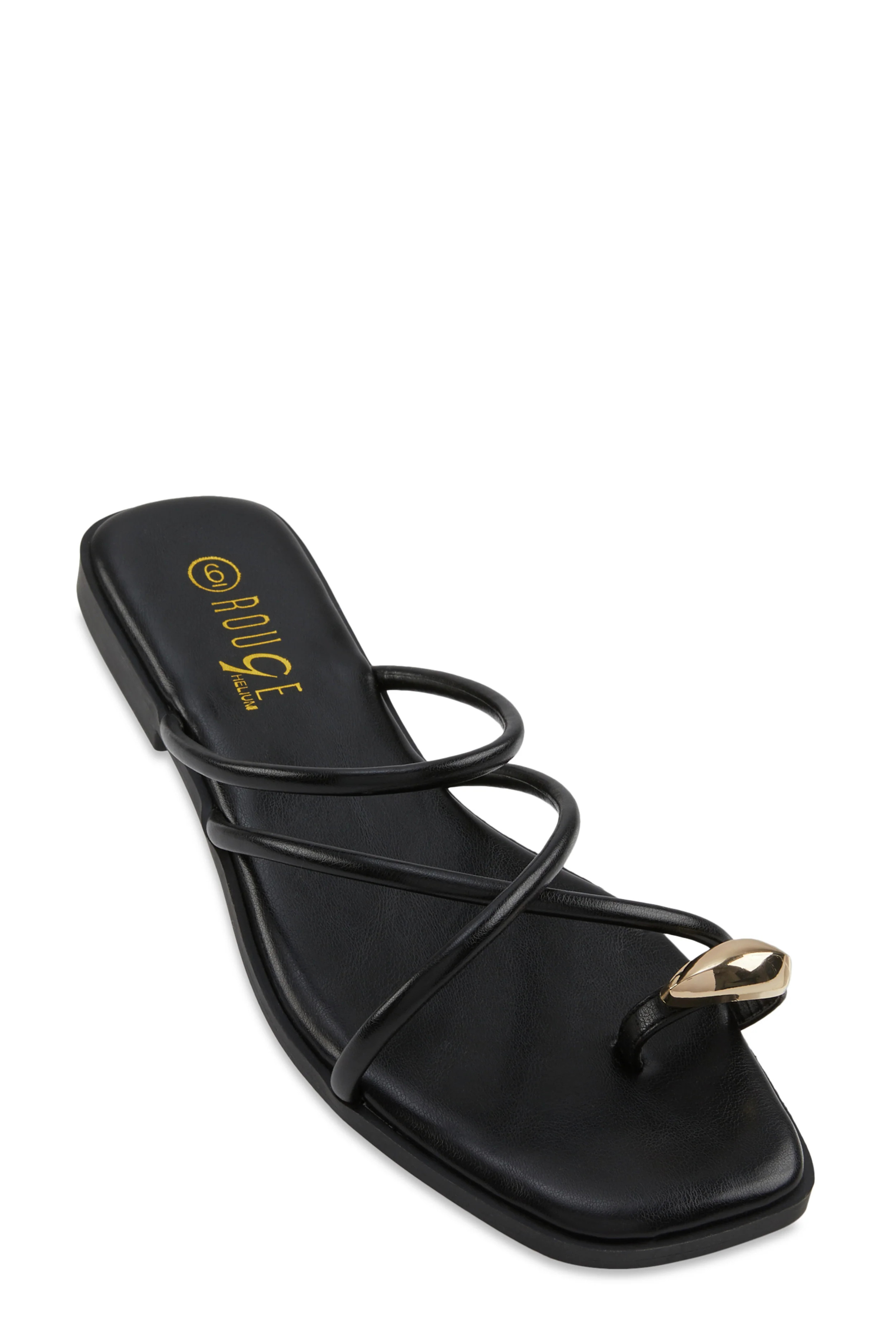 Metallic Toe Loop Strappy Slide Sandals | Rainbow Shops