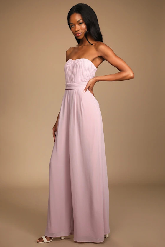 Elegant Attitude Dusty Lavender Strapless Wide-Leg Jumpsuit | Lulus (US)