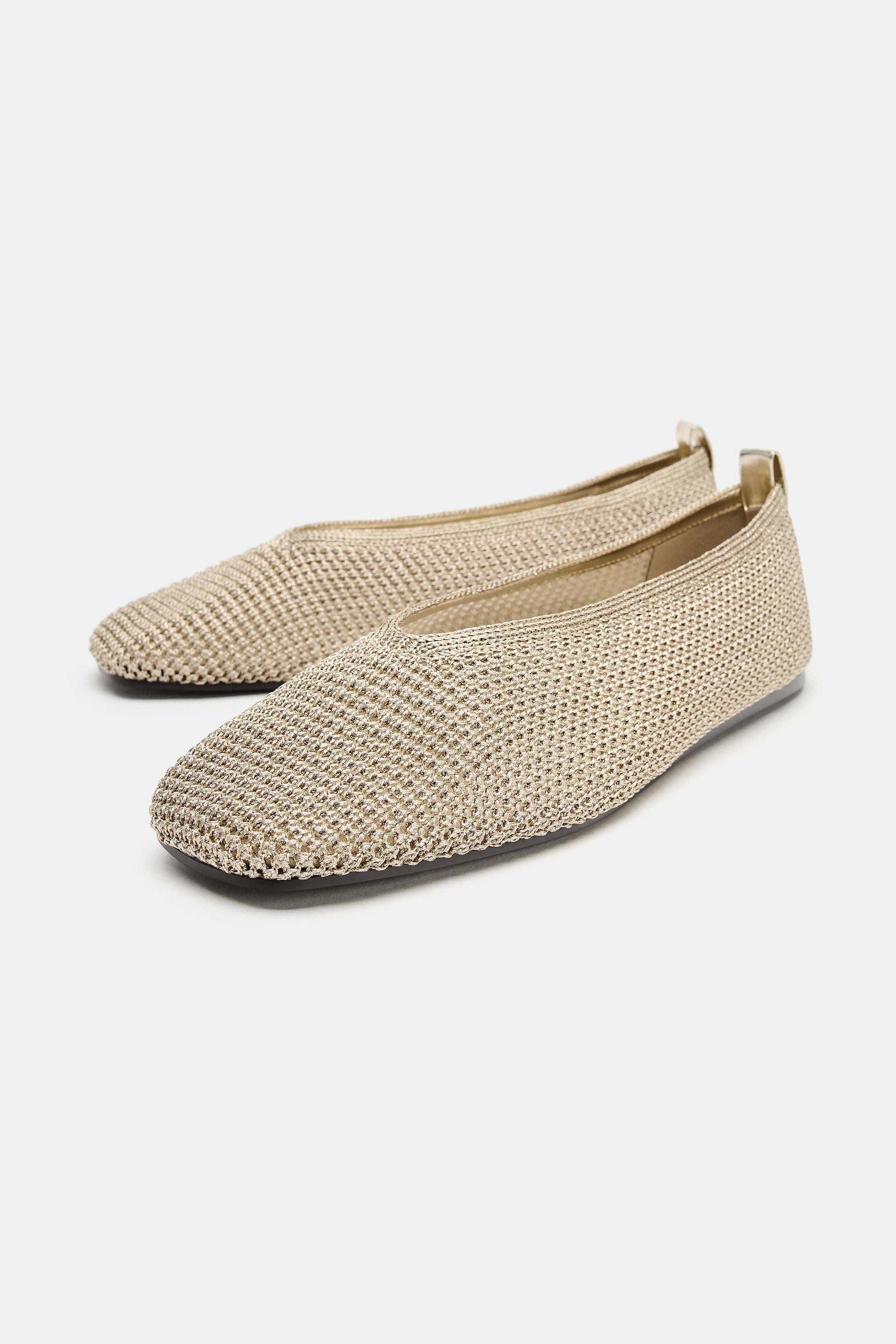 METALLIC WOVEN BALLET FLATS | Zara US