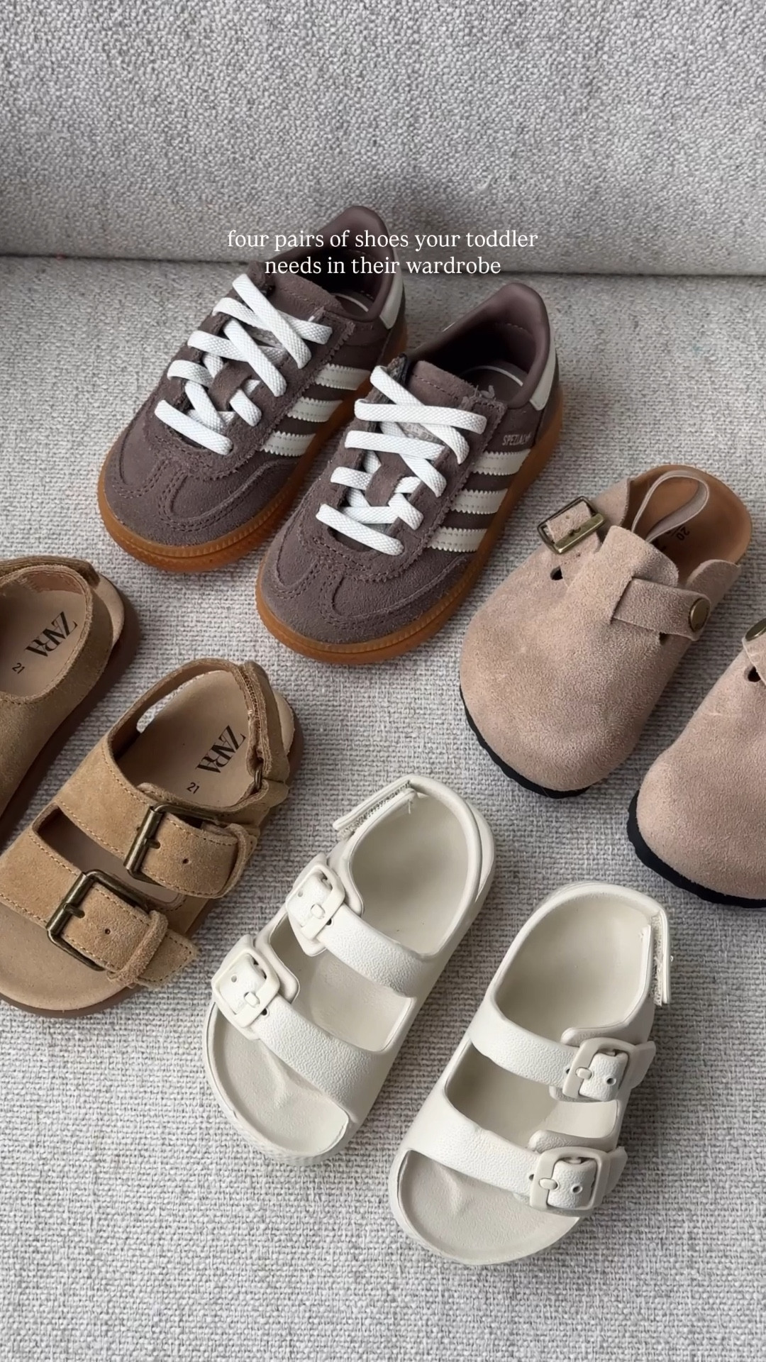 Four pairs of shoes your toddler NEEDS in their wardrobe! These neutral staples will pair perfectly with any style outfit, even the bright and colourful ones 🤎