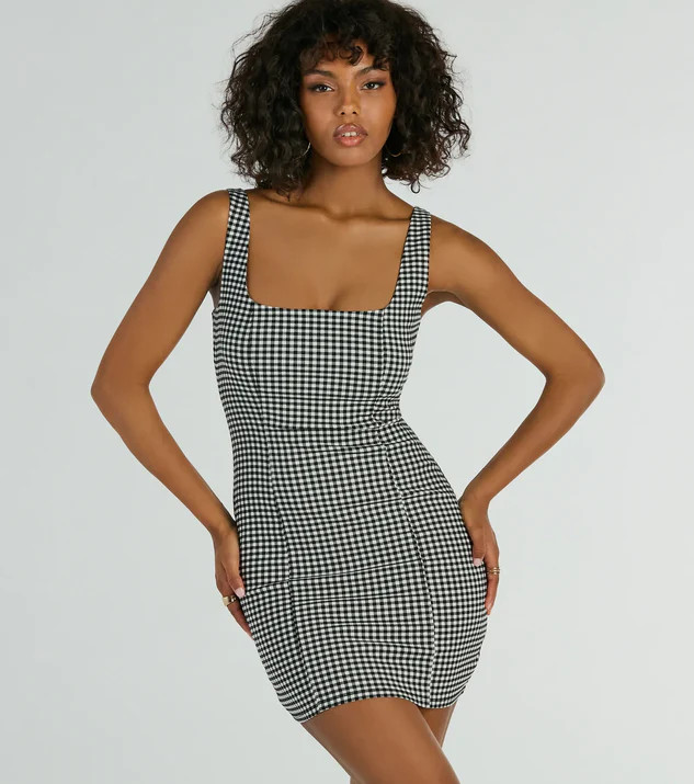 Sweeter Than Pie Scoop Neck Gingham Mini Dress | Windsor Stores