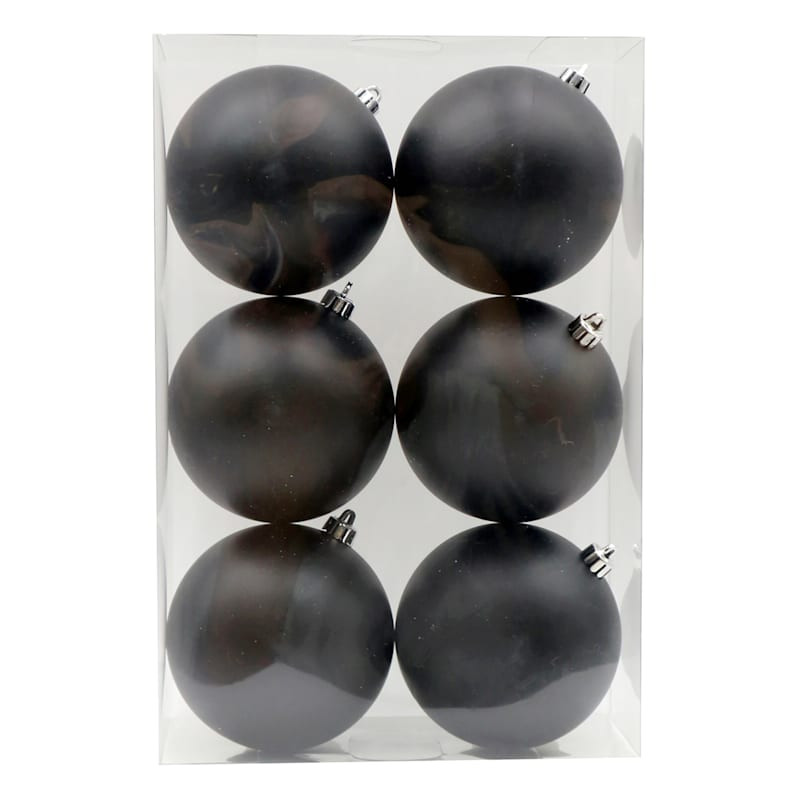 6-Count Matte Black Shatterproof Ornaments, 100mm | At Home