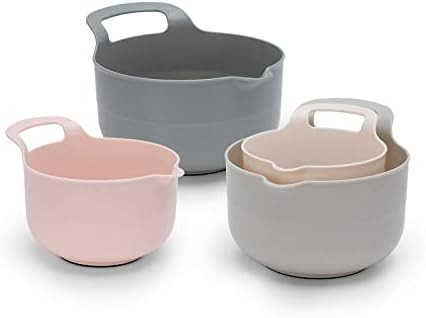 COOK WITH COLOR Mixing Bowls - 4 Piece Nesting Plastic Mixing Bowl Set with Pour Spouts and Handl... | Amazon (US)