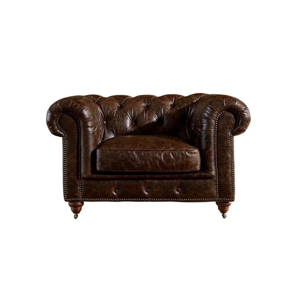 Crafters and Weavers Century Chesterfield Top Grain Vintage Leather Chesterfield Style Arm Chair | Amazon (US)