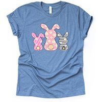 Easter Tee, Pastel Bunnies Shirt, Spring Flowers Design | Etsy (US)